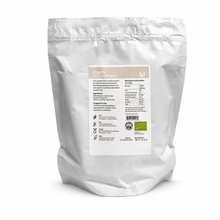 A stand-up resealable pouch of organic coconut flour with a white label, photographed on a clean white background.