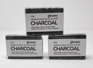 Charcoal, Virgin Coconut and Tea Tree Oil 100g Soap Bar